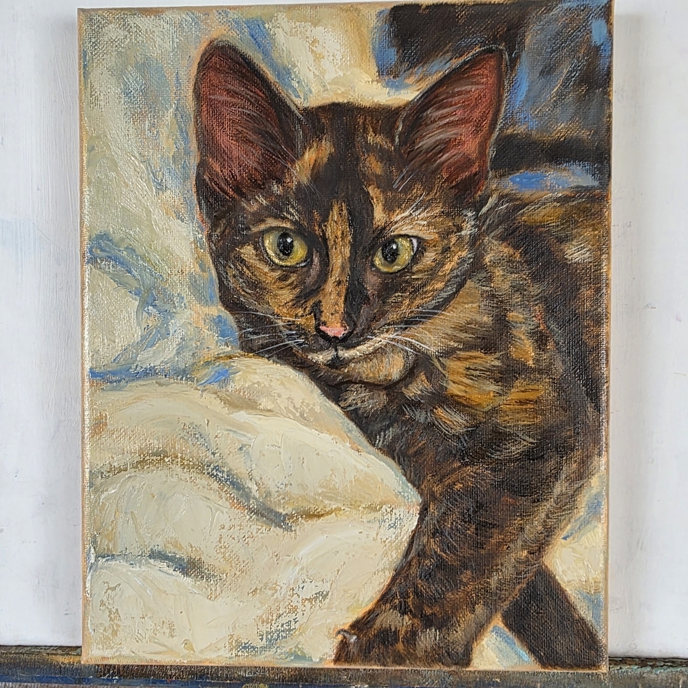 Abstract oil Painting cute Cat